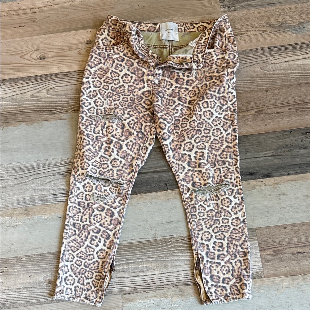 One Teaspoon Super High Waisted Freebirds Leopard Print Jeans